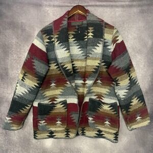 Vintage Karen Kane Sweater Womens Medium‎ Shawl Knit Cardigan Aztec Made in USA